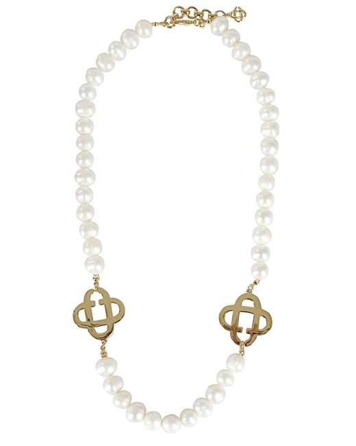 Casablancabrand White Medium Pearl Logo Necklace