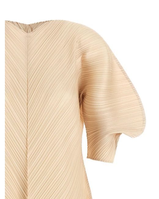 Pleats Please Issey Miyake Natural Sculptural Sleeve Dress