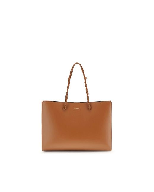 Jil Sander Brown Calf Leather Bos Taurus Shoulder Bag