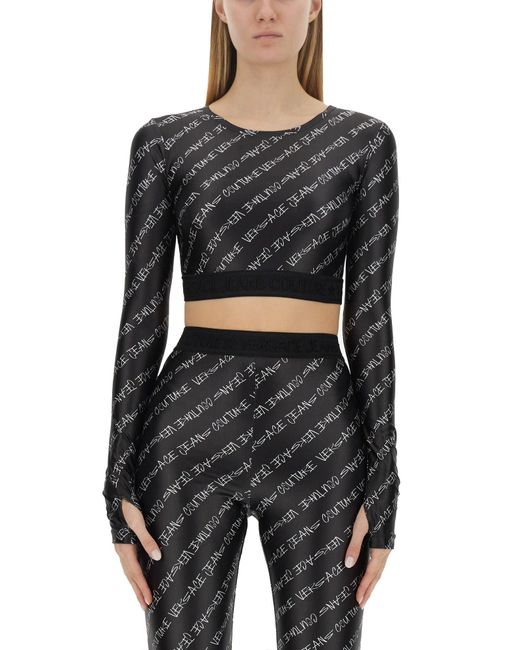 Versace Black Signature Cropped Top
