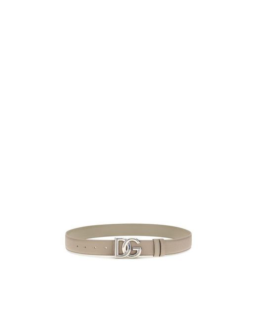 Dolce & Gabbana Natural Beige Calf Leather Bos Taurus Regular Belt for men