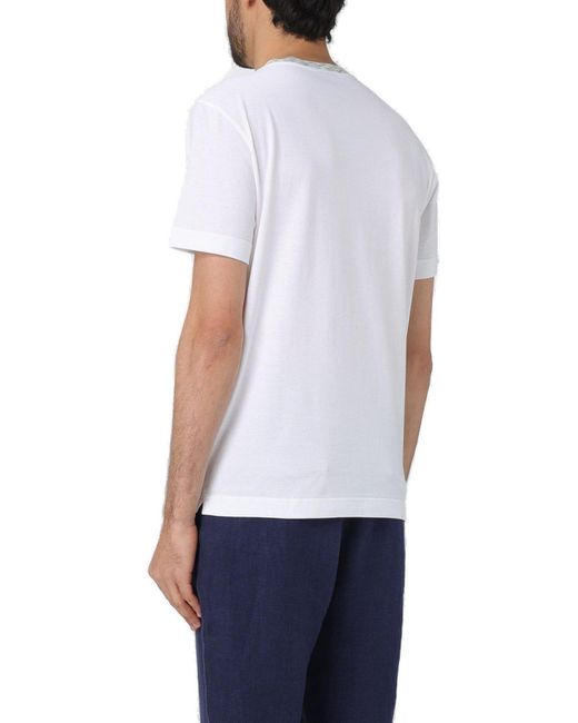 Missoni White Logo-embroidered Crewneck T-shirt for men