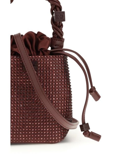 Ganni Brown Mini Handbag Bou Buckle Recycled Polyester Handbags