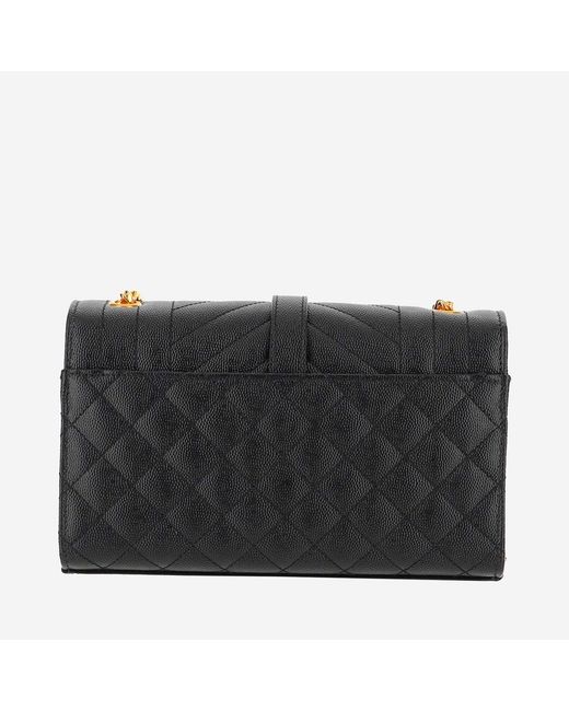 Saint Laurent Black Small Leather Monogram Envelope Bag Calfskin Shoulder