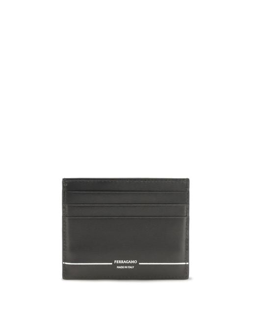 Ferragamo Gray Leather Card Holder Calf Bos Taurus Wallet for men