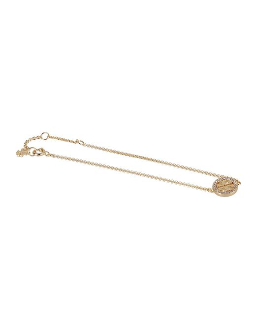 Tory Burch Embellished Miller Pendant Necklace In Rose Gold / Crystal |  ModeSens