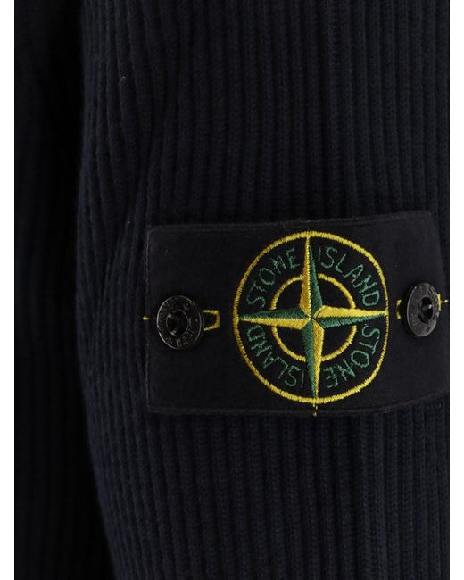 Stone Island Blue Turtleneck Certified Virgin Wool Sweater for men