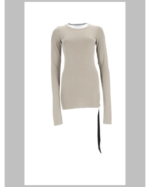 Rick Owens White Long-Sleeved Basic T-Shirt Cotton T-Shirts