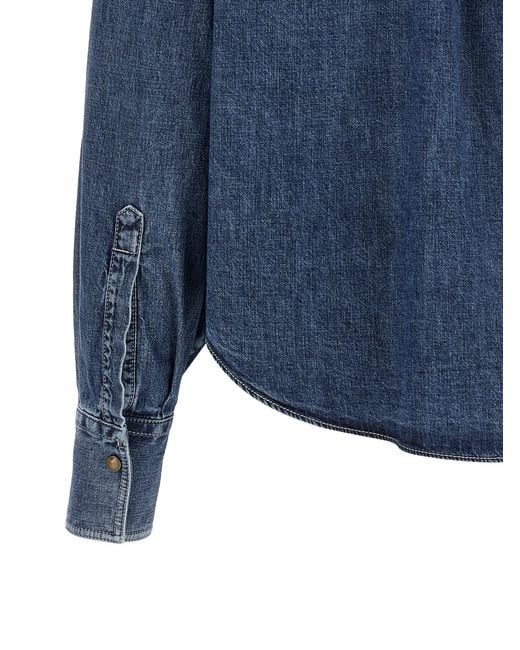 Brunello Cucinelli Blue Cotton Blouse