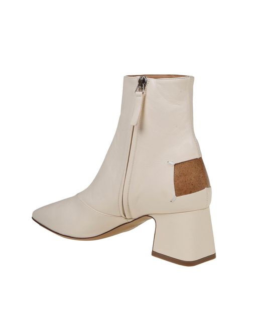 Maison Margiela Natural Leather Boots With Four Stitches On The Back