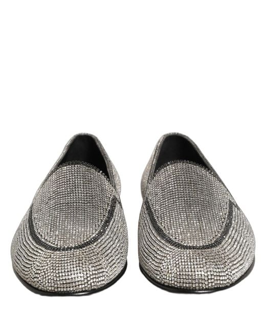 Dolce & Gabbana Black Crystal Embellished Loafers Shoes Leather for men