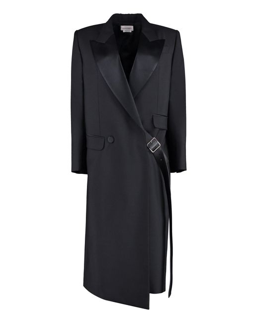 Alexander McQueen Oversize Wool-mohair Blend Coat in Black | Lyst
