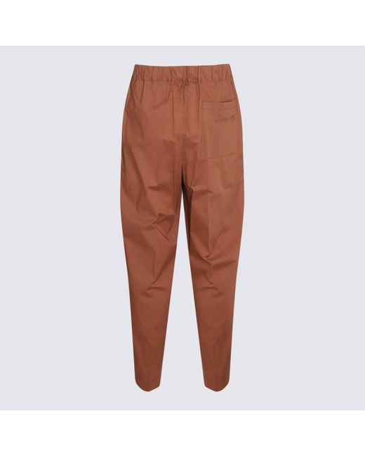 Laneus Brown Chocolate Cotton Stretch Pants for men