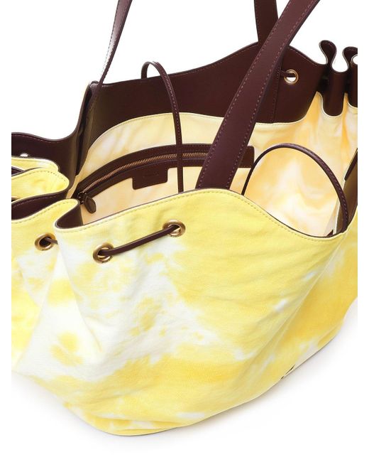 Pinko Yellow Logo Printed Drawstring Tote Bag