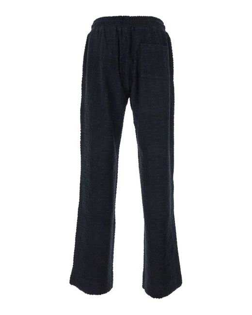 Casablanca Blue Pants With All-Over Embossed Monogram And Drawstring Waist for men