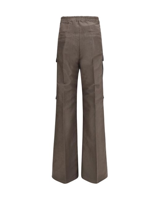 Rick Owens Brown Cargobelas Pants Ramie; Cotton for men