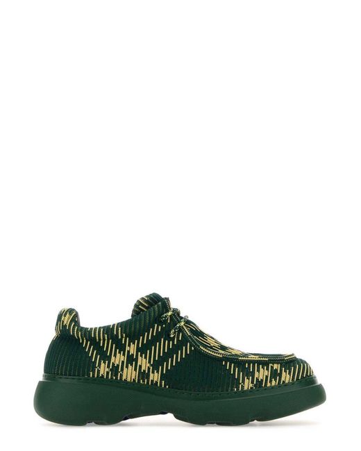 Burberry Green Ekd Check-Printed Lace-Up Derby Shoes for men