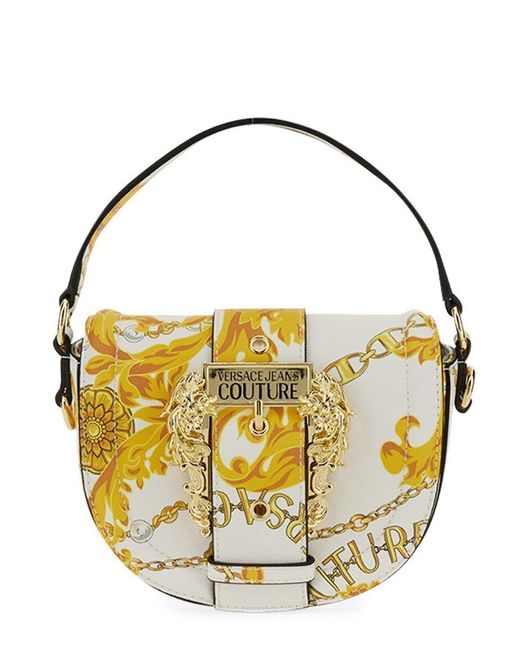 Versace Metallic Baroque Printed Foldover Top Crossbody Bag