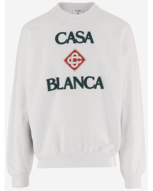 Casablanca White Sweatshirt With Logo Cotton Organic Sweatshirts for men