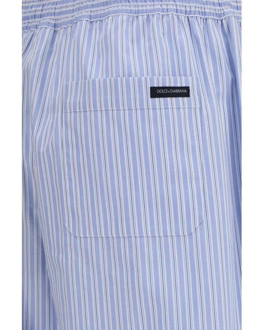Dolce & Gabbana Blue Striped Poplin Pants Cotton