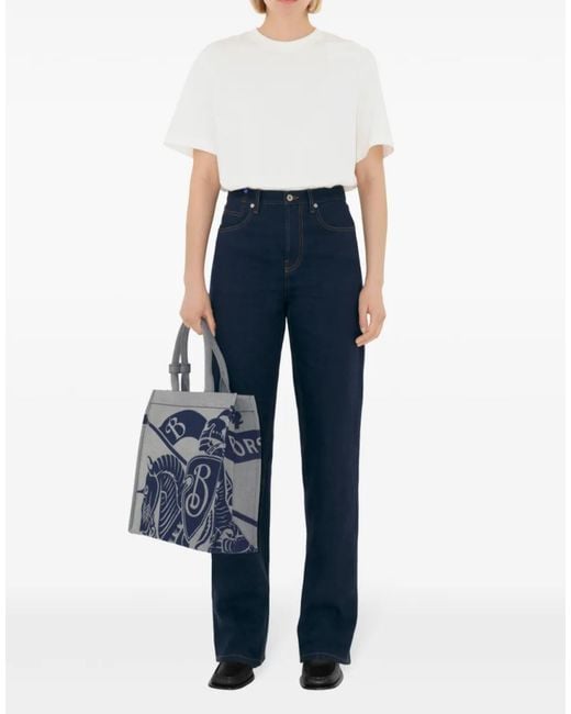 Burberry Gray Ekd Knight Logo Tote Bag