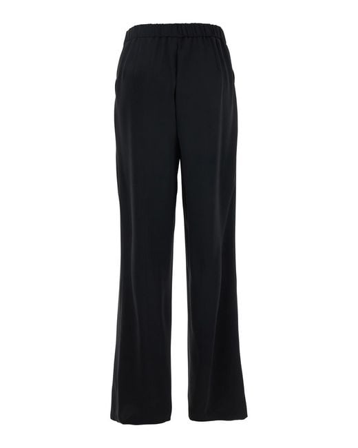 Le Plain Black Pants With Elasticated Waist