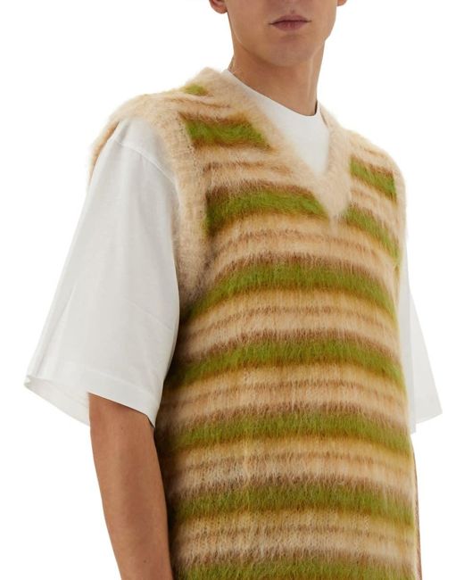 Marni Green Striped Vest for men