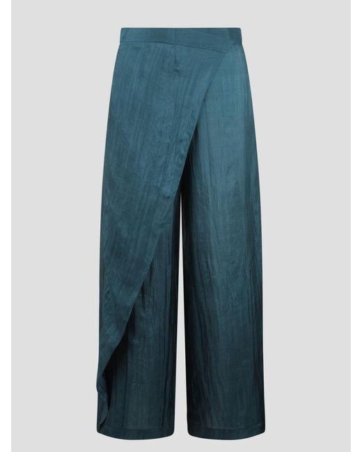 THE ROSE IBIZA Blue Wrap Silk Trousers