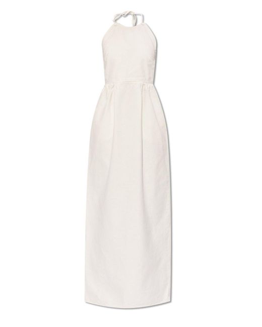 Max Mara White Europa Open Back Sleeveless Dress