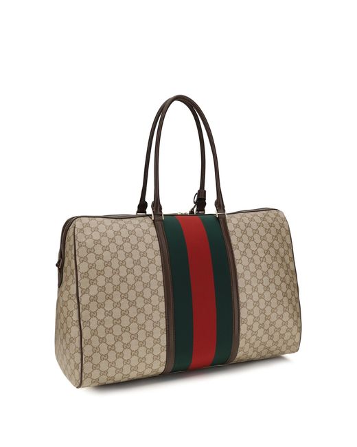 Gucci Black Travel Bag Gg Web Stripe Fabric Shoulder