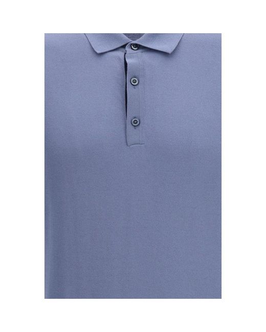 Moorer Blue Cotton Polo Shirt for men