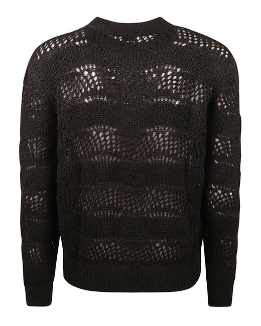 Saint Laurent Black Mohair Sweater With Perforated Workmanship for men