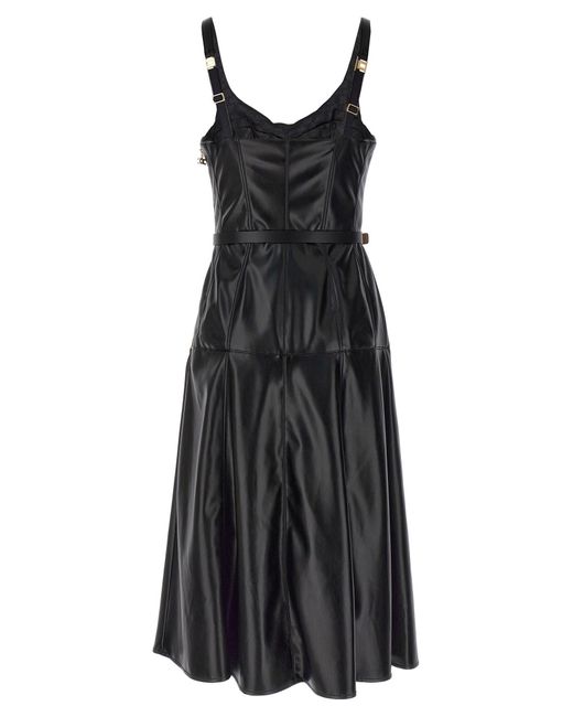 Elisabetta Franchi Black Bustier Midi Dress Dresses