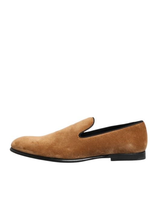 Dolce & Gabbana Brown Suede Slip On Loafers Formal Shoes for men