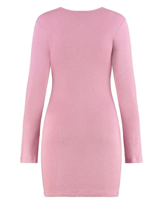 SABLYN Pink Kelly Ribbed Knitted Dress Viscose