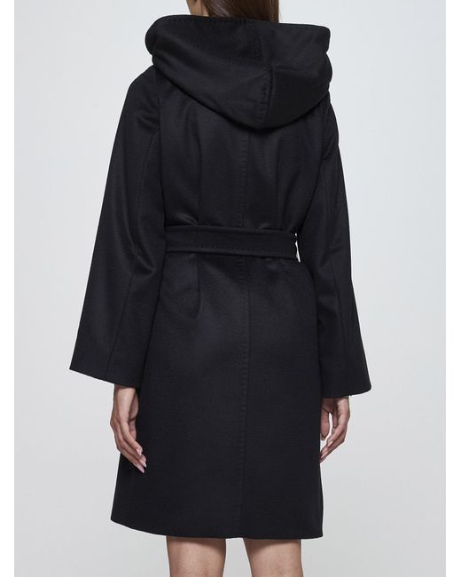 【関税&送料込】Mm Studio Black Wool Newmang Coat Max Mara Newmang Hooded Wool Coat in Black | Lyst