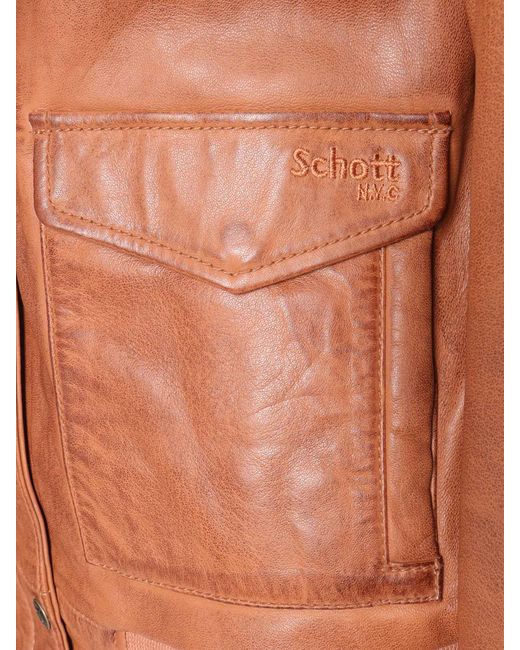 Schott Nyc Brown Camel Colored Leather Jacket