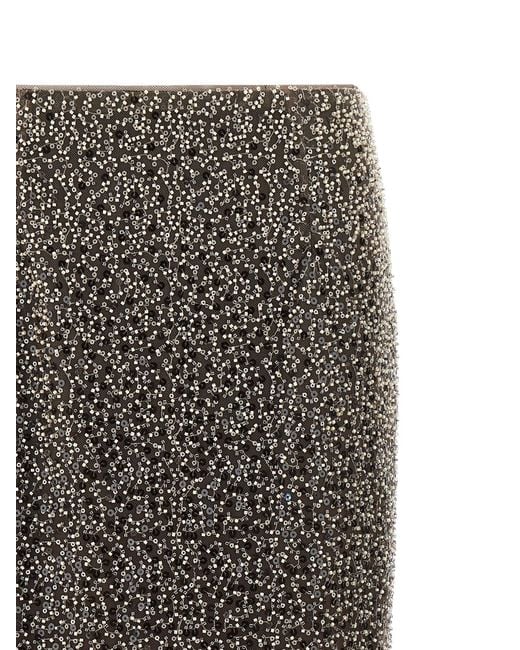 ROTATE BIRGER CHRISTENSEN Gray Beaded Maxi Skirt