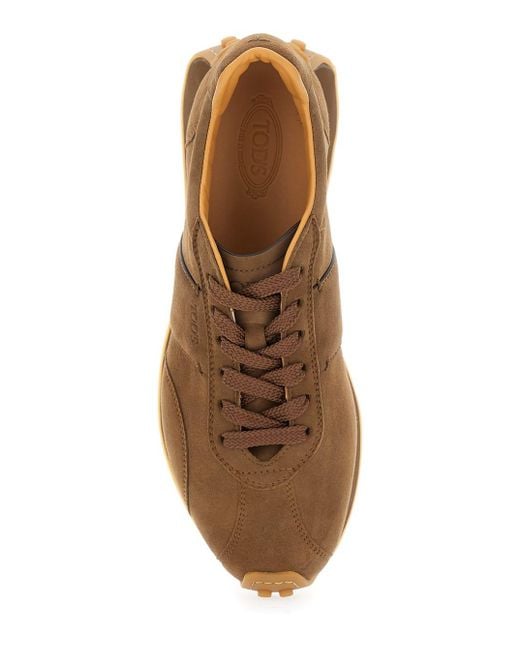 Tod's Brown Low Top Sneakers With Cleat Details On Heel And Sole