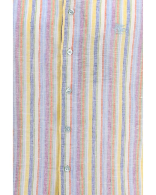 Etro White Roma Logo Shirt Linen for men
