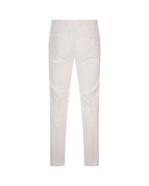 PT Torino White Stretch Fabric Master Fit Trousers for men