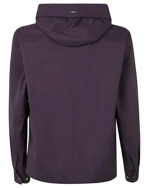 Herno Blue Two Front Pockets Hooded Jacket for men