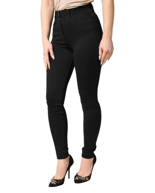Dolce & Gabbana Black Nylon Stretch Skinny High Waist Pants 05+Pa
