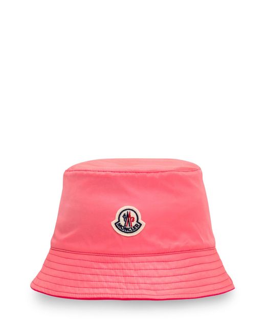 Moncler Pink Bucket Hat With Logo