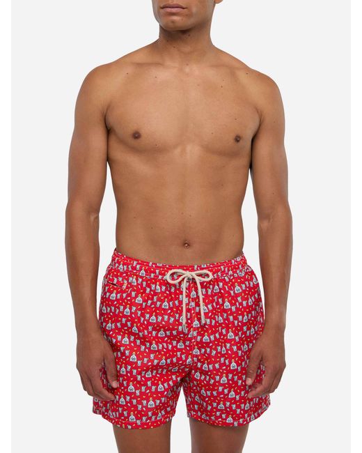 Mc2 Saint Barth Red Lighting Micro Fantasy Tequila Print Swim Shorts for men