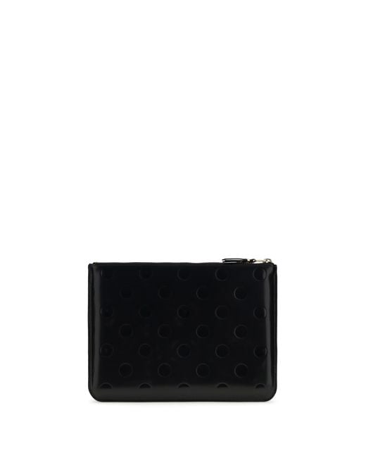Comme des Garçons Black Embossed Polka-Dot Pouch Calf Leather Bos Taurus Wallet for men