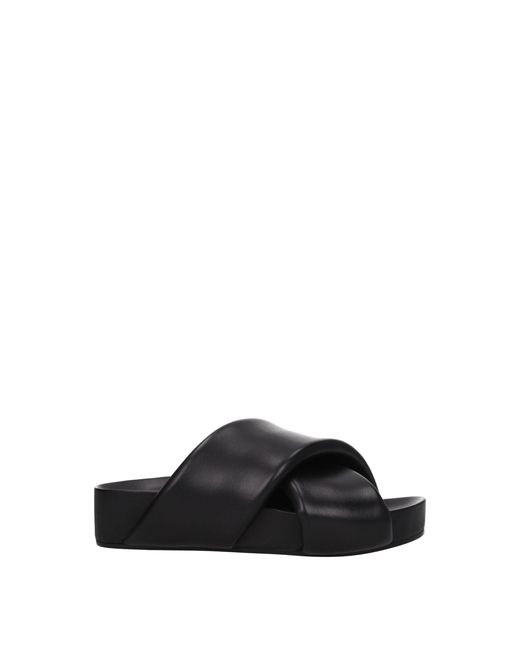 Jil Sander Black Platform Cross Strap Sandals
