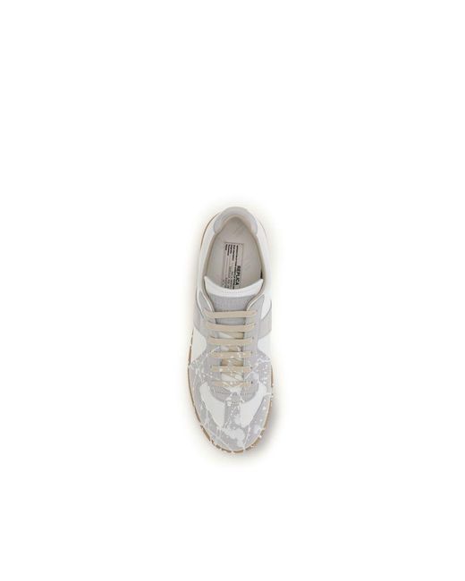 Maison Margiela White Suede Leather Low Top Sneakers for men