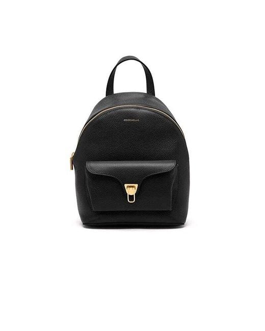 Coccinelle Black Backpack Genuine Leather Bags Backpacks