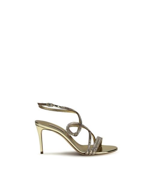 Casadei Metallic Gold Calf Leather Bos Taurus Stiletto Heel Sandals